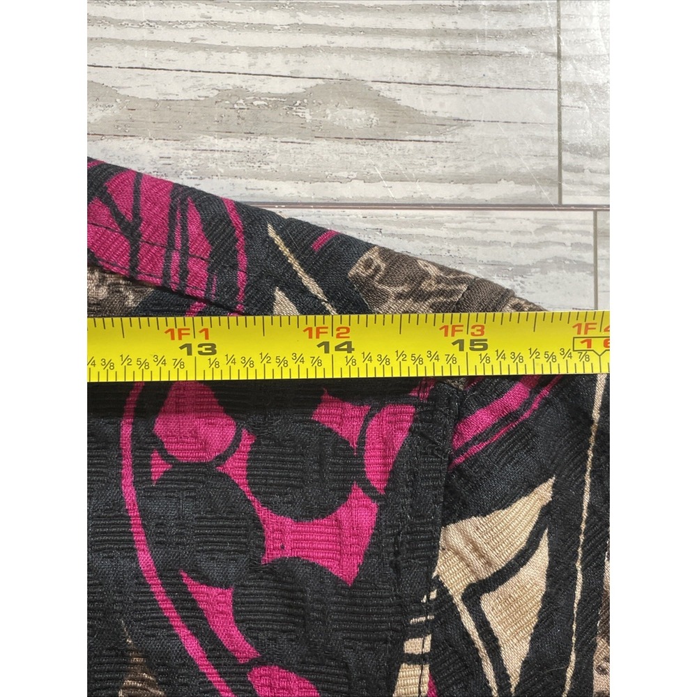 Chico's size 0 pink/black/beige Cotton button Front jacket, 3/4 sleeves Lined - Picture 11 of 14